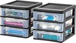 IRIS USA Plastic Stacking Desk Top 3-Drawer Storage
