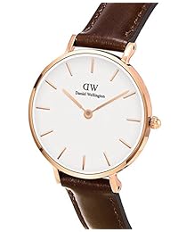 Daniel Wellington & apos; Petite & apos; oro y piel Casual Reloj de cuarzo clásico, color: café (Modelo: dw00100227)