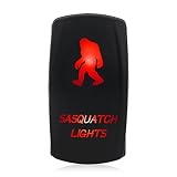 WATERWICH Sasquatch Lights Illuminated Rocker Toggle Switch Waterproof Black Shell/ON-Off DC 20A 12V/10A 24V 5pin/SPST Toggle Rocker Switch for Auto Truck Boat Marine RV Off Road (Red)