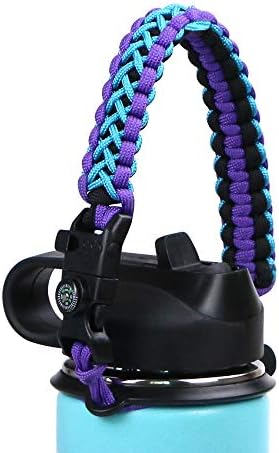 Vihir Paracord Handle fit Hydro Flask Paracord Survival Strap with Safety Ring and Carabiner for Wide Mouth Water Bottle, Multi-Color Optional