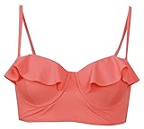 Haicoo Solid Ruffle Summer Beach Swim Push Up Tops Pin Up Swimwear
