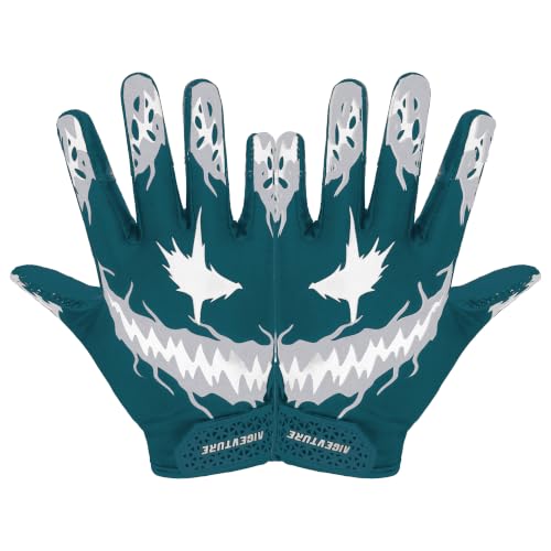 AIGEVTURE Youth Football Gloves Jade Silver