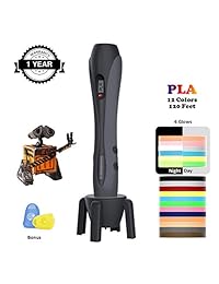 HD JUNTUNKOR   Bolígrafo de impresión 3D, sin obstrucción, 3D con 12 rellenos de filamento PLA de color, seguro y fácil de usar, bolígrafos de dibujo 3D para niños y adultos, manualidades, modelo DIY