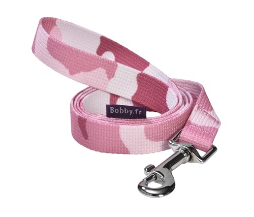 Bobby Camouflage Laisse 100 cm pour Chiens de Taille L avec Crochet Mousqueton de sécurité en métal résistant, Couleur Camouflage Rose