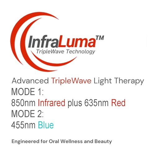 InfraLuma 850nm Infrared Gum Light (Near Infrared Light + Red) and Blue Light Device for Teeth & Gums, Oral Care Teeth Whitening Accelerator & Gum Support Mouthpiece by Starlite Smile