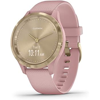 Garmin vívomove 3S, Hybrid Smartwatch with Real Watch Hands and Hidden Touchscreen Display, Gold with Rose Case and Band