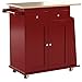 Target Marketing Systems Sonoma Kitchen Island Cart Storage with 2 Drawers, 1 Cabinet, Towel & Spice Rack, Rubberwood Top Organizer Breakfast Bar with Wheels, 18