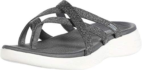 Skechers Women's On The GO 600-Dainty Flat Sandal, Grey Charcoal