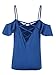 YONYWA Women's Casual Cut Off Shoulder Ruffle Shirt Blouse Cross Back Top Tee Short Sleeve