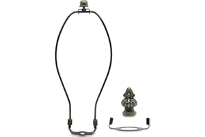 QVQCWD Lamp Shade Harp Holder,10 Inch Bronze Lamp Harp Kit,Fit Both Standard Lamp Rod and E26 Light Base UNO Fitter Adapter,2 Shade Attaching Finial Top Included,Antique Brass Horn Frame Lampshade Bracket