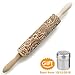 V-Top-Shop Christmas Embossing Rolling Scroll Pin Engraved Wooden Tool Baking Cookies Biscuit Cake Dough Engraved Roller DIY - Flower Pattern - 38 x 5 cm (15