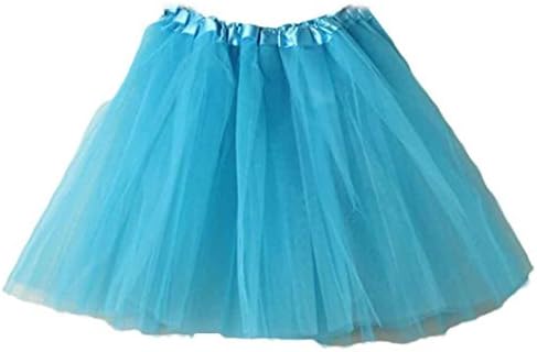 OUBAO Women Ballet Tutu Layered Organza Lace Mini Skirt (Sky Blue)