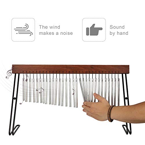 Table Top Bar Chime, Single-row Musical Percussion Instrument with Solid Aluminum Pipe and Iron Stand Stick for Ornament Classroom Office Decoration Kids Educational Gift