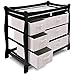 Costzon Baby Changing Table, Infant Diaper Changing Table Organization, Newborn Nursery Station with Pad, Sleigh Style Nursery Dresser Changing Table with Hamper/ 6 Baskets (Black)