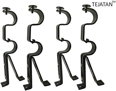 Double Curtain Rod Brackets Black Set Of 4 Tejatan Also