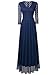 FORTRIC Women 3/4 Sleeve Top Lace See-Through Back Wedding Maxi Bridesmaid Dress