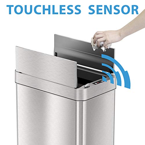 iTouchless 13 Gallon WingsOpen Sensor Trash Can with AbsorbX Odor