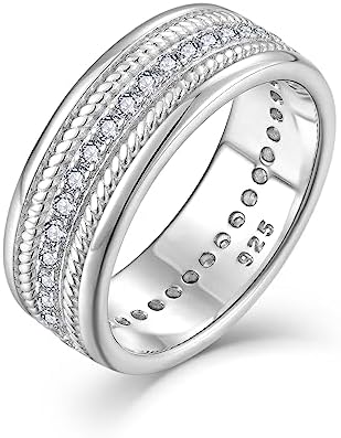 My Daily Styles 925 Sterling Silver Men's Silver-Tone Micro Pave