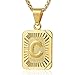 Trendsmax Initial A-Z Letter Pendant Necklace Mens Womens Capital Letter Yellow Gold Plated Stainless Steel Box Chain 22inch