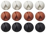 BECUTE 12 PCS Black, White, and Brown Multipurpose Cable Clips Organizer and Cord Management System for Desktop Power Cords and Cellphone Cables