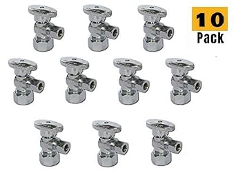 thumbnail image 2 of In Compression Outlet 1/4-Turn 4 Pack) BH Angle Stop Valve 1/2" Nominal Comp X 3/8" OD Comp, Quarter 2 In Brass Foot Valve 2 of 14