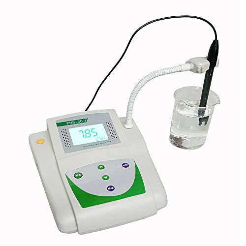 Benchtop pH Meter, Lab pH Meter mV Tester Digital Acidity Meter LCD Display with Temperature Compensation for Chemical Laboratories School Use (PHS-3C)