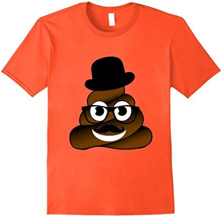 Mens poop nerdy geek glaces humor ironic T shirt Medium Orange