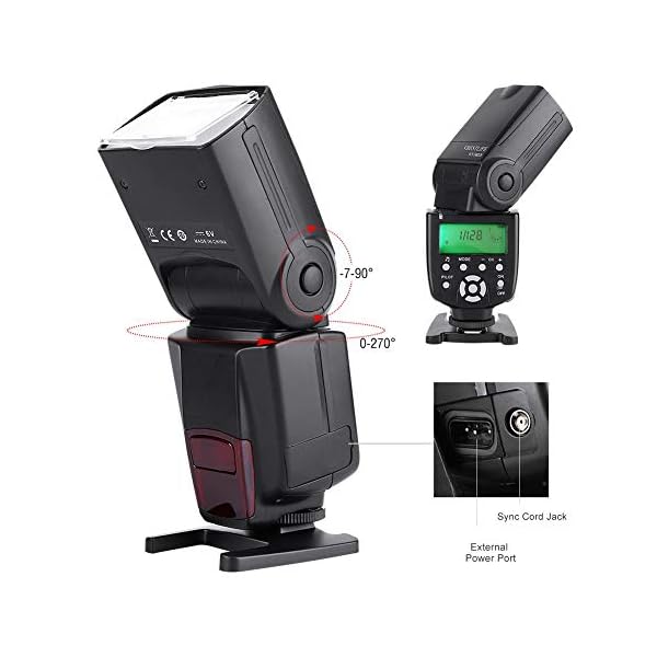 Mugast WS-560IV Speedlite-Blitz, 2,4-G-Wireless-Kamera Speedlite mit drehbarem LCD-Bildschirm für Canon für Nikon – Bild 7