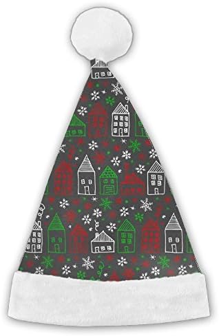 House Christmas Holiday Snow Xmas Home Winter Christmas Hat Velvet Santa Claus Hat,S Size For Kid,M Size For Adult