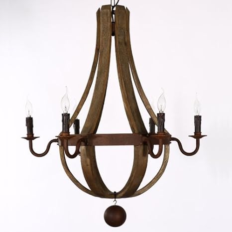 34 Inches Farmhouse Wood Rustic Chandelier Pendant Ceiling Light