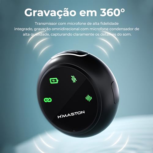 Microfone Lapela Microfone de Lapela Sem Fio Receptor 2 em 1 para Cancelamento Duplo de Ruído Compatível com iPhone Lightning Tipo-C