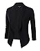 JJ Perfection Women’s Textured Open-Front Collar Blazer With Ruched Elbow Sleeve