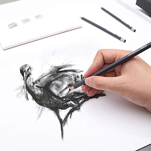 Professional Charcoal Pencils Set 12 Pcs Sketch Pencils Soft Medium