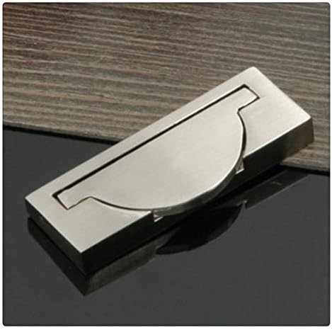 KFZ Flush Pull,Rectangular Recessed Concealed Sliding Drawer Handle,Invisible Door Knobs-Brushed Silver,HAO3143 Cabinet Hardware (5, 2.52"(64mm) Hole Center)
