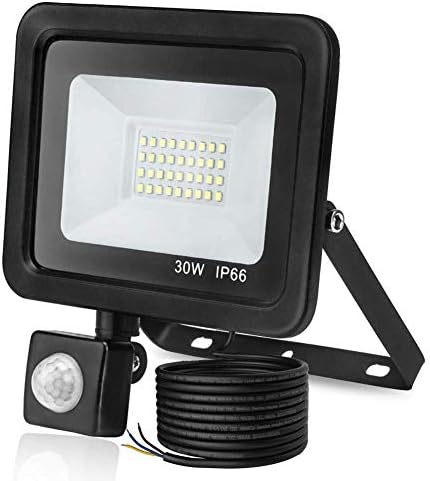 Motion Sensor Outdoor Security Light, 30W 2400lumen Super Bright LED PIR Sensor Flood Light, IP66 Waterproof Energy Saving Perfect for Garage, Garden and Forecourt [Energy Class A++] (30W)