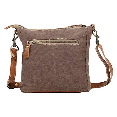 Myra Bag Dizzy Circle Upcycled Canvas & Leather Small Crossbody Bag S1556, Brown, Pricepulse