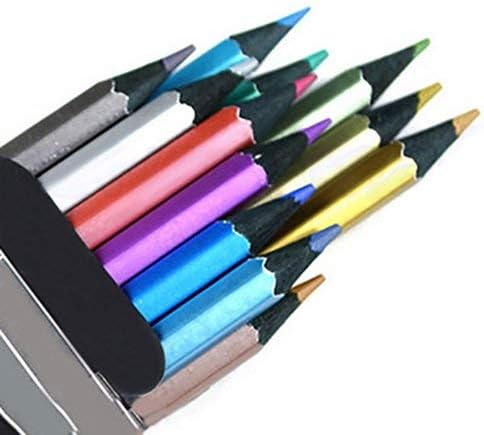 Ogquaton 12x Metallic Non-Toxic Colored Drawing Pencils 12 Color Drawing Sketching Pencil for Artists Adults Children Durable and Practical