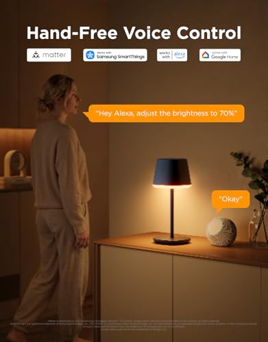 Govee Table Lamp Classic RGBICWW, Smart Cordless Lamp Work with Matter, Alexa and Google Assistant, with 72+ Scene Modes, 500Lm, 2700-6500K, Nightstand Lamp for Living Room, Bedrooom and Office