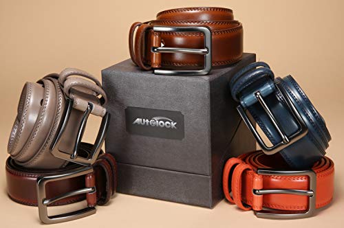 Mens Belt - Autolock Genuine Leather Dress Belt - Classic Casual Belt for Men in Gift Box