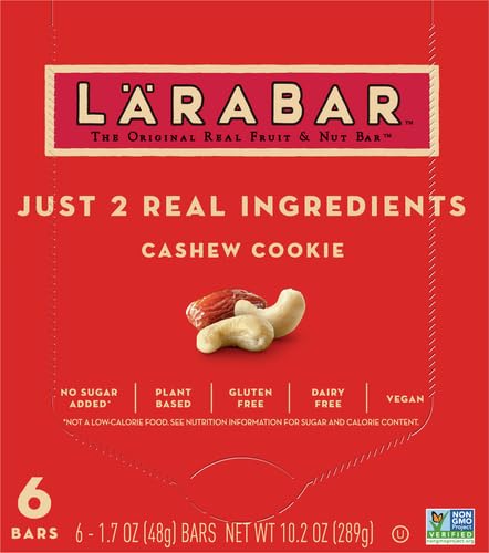 LARABAR CASHEW COOKIE, FRUIT AND NUT BARS, GLUTEN FREE AND VEGAN, 10.2 OZ, 6 CT