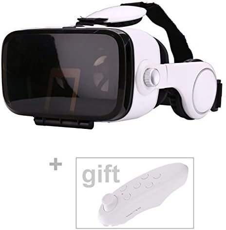 Mini 3D Glasses BOX VR BOX Virtual Reality Headset with Headphones and Remote Combined with Visual and Auditory Adjustable Focal Distance for 4.7-6.2 Inches Smartphones of Android / IOS
