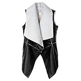 Ayliss Women Winter Wild Collar Sleeveless Jacket Leather Grass Vest Coat