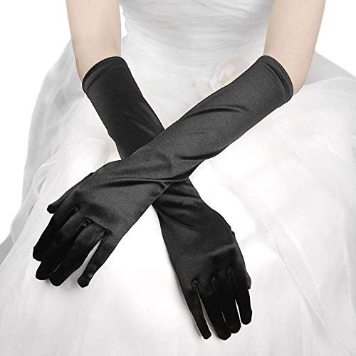 Women Satin Bridal Gloves Long Elbow Pageant Gloves for Wedding Dress Party