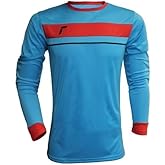 Reusch Match Longsleeve Padded Soccer Goalkeeper Jersey | Slim Fit, Moisture-Wicking Goalie Shirt with Elbow Pads | Lightweight, Breathable Training Top for Junior Players | Aqua/Red, Youth Large