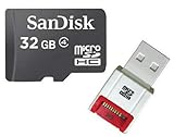 SanDisk 32GB 32G microSD microSDHC SD SDHC Card Class 4 C4 with SD Adapter (BULK PACK) + R10W USB Micro Card Reader / Writer (Personal Computers)