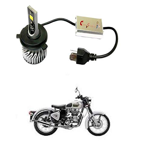 CAPE SHOPPERS M3A AC&DC 60W + 35W Longer Life Super Bright Led Dual Beam with Play & Plug Motorcycle Headlight for Royal Enfield Classic 350