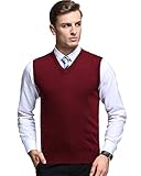 Kinlonsair Mens Casual Slim Fit Solid Lightweight V-Neck Sweater Vest