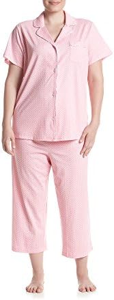 Intimate Essentials Plus Size Notch Collar Capri Pajama Set Pink 2X