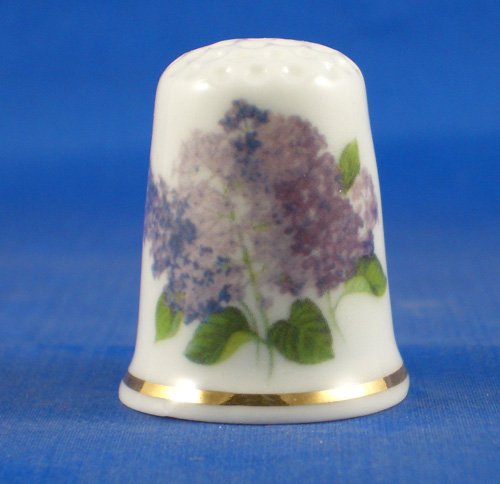 Porcelain China Collectable Thimble - Lavender Floral with Free Gift Box
