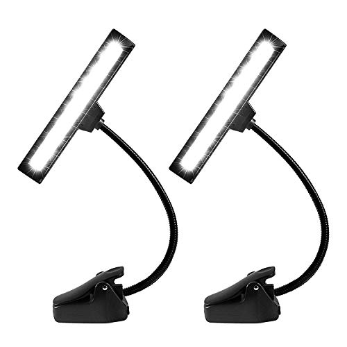 Lightess Clip On Music Stand Lights 14 LED Book Lights Adjustable Piano Lamp Portable USB Desk Lamp, 2 Pack
